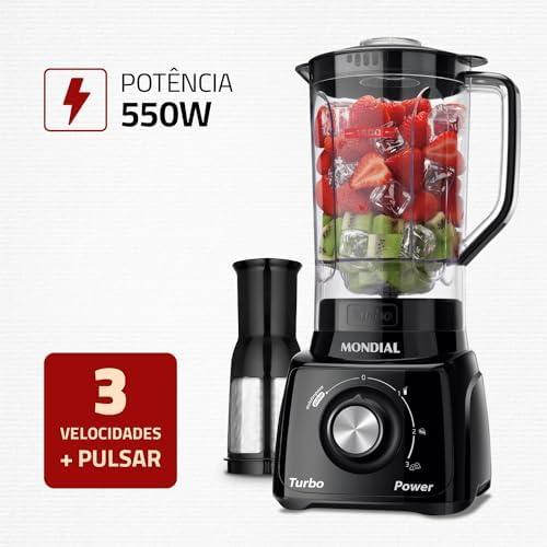 Liquidificador Mondial, Turbo Power 550W, 220V, Preto, 2,2 L - L-99 FB Liquidificador Mondial, Turbo Power 550W, 220V, Preto, 2,2 L - L-99 FB