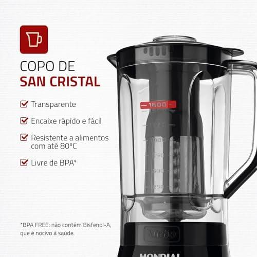 Liquidificador Mondial, Turbo Power 550W, 220V, Preto, 2,2 L - L-99 FB Liquidificador Mondial, Turbo Power 550W, 220V, Preto, 2,2 L - L-99 FB