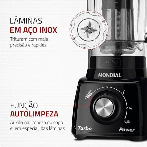 Liquidificador Mondial, Turbo Power 550W, 220V, Preto, 2,2 L - L-99 FB Liquidificador Mondial, Turbo Power 550W, 220V, Preto, 2,2 L - L-99 FB
